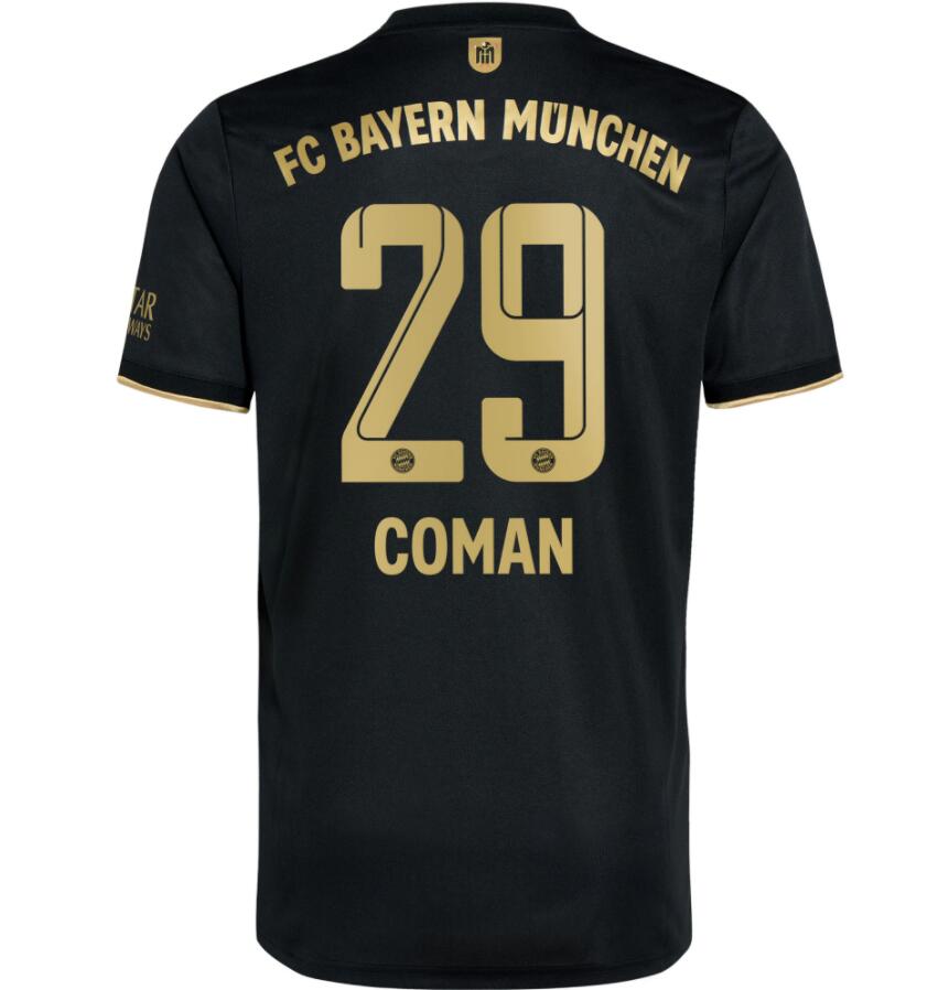 2021/22 FC Bayern Munchen Away Kit Soccer Jersey with Coman 29 printing